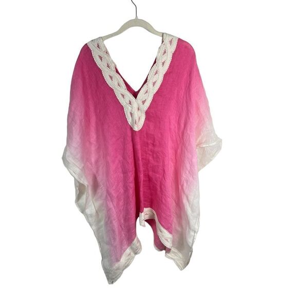 Soft Surroundings Linen Pink Ombre Kaftan Tunic - Picture 1 of 8